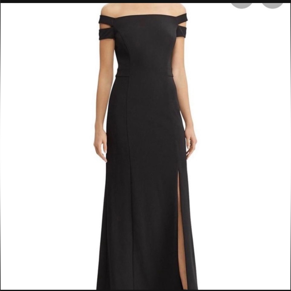 Ralph Lauren Black Off-the-Shoulder Evening Gown